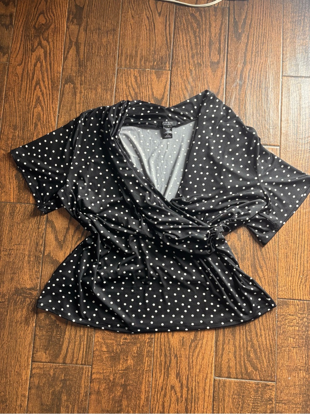 Polka Dot Wrap Blouse - Black/White